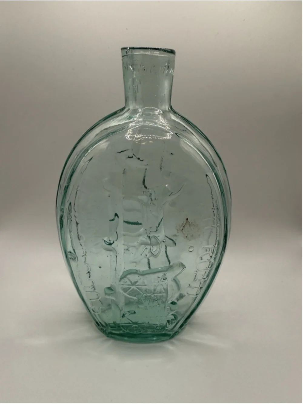 Vintage Decanter 7 Turquoise Glass Success To Railroad